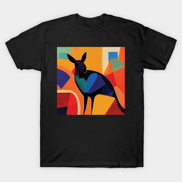 Abstract Kangaroo Contemporary Art T-Shirt by Geminiartstudio